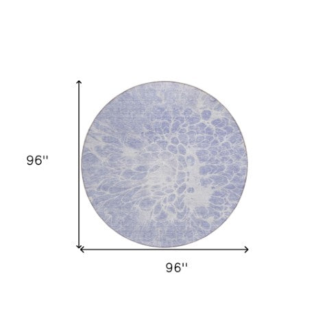 Homeroots 3' Stylish Abstract Lavender And Ivory Washable Area Rug For Indoor Or Outdoor Use, Durable Design 8' Round Polyester 580108
