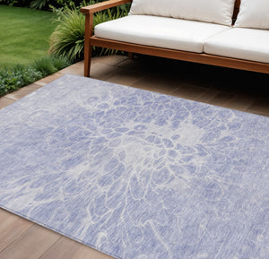 Homeroots 3' Stylish Abstract Lavender And Ivory Washable Area Rug For Indoor Or Outdoor Use, Durable Design 8' X 10' Polyester 580109