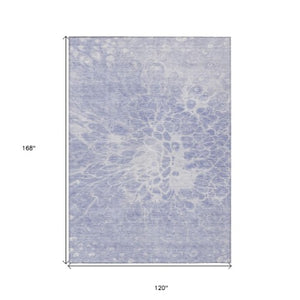 Homeroots 3' Stylish Abstract Lavender And Ivory Washable Area Rug For Indoor Or Outdoor Use, Durable Design 10' X 14' Polyester 580111