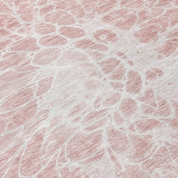 Homeroots 3' Stylish Abstract Lavender And Ivory Washable Area Rug For Indoor Or Outdoor Use, Durable Design 8' Round Polyester 580120