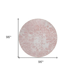 Homeroots 3' Stylish Abstract Lavender And Ivory Washable Area Rug For Indoor Or Outdoor Use, Durable Design 8' Round Polyester 580120