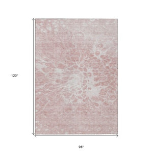 Homeroots 3' Stylish Abstract Lavender And Ivory Washable Area Rug For Indoor Or Outdoor Use, Durable Design 8' X 10' Polyester 580121