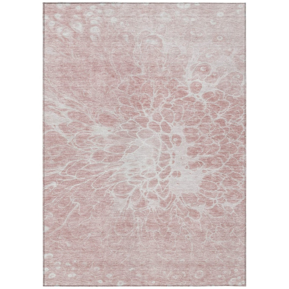 HomeRoots 9' Pink Blush and Ivory Abstract Indoor Outdoor Area Rug – Durable, Washable, Stylish Home Décor 9' X 12' 580122
