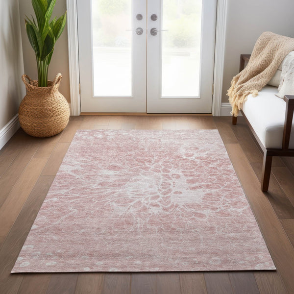 Homeroots 3' Stylish Abstract Lavender And Ivory Washable Area Rug For Indoor Or Outdoor Use, Durable Design 9' X 12' Polyester 580122