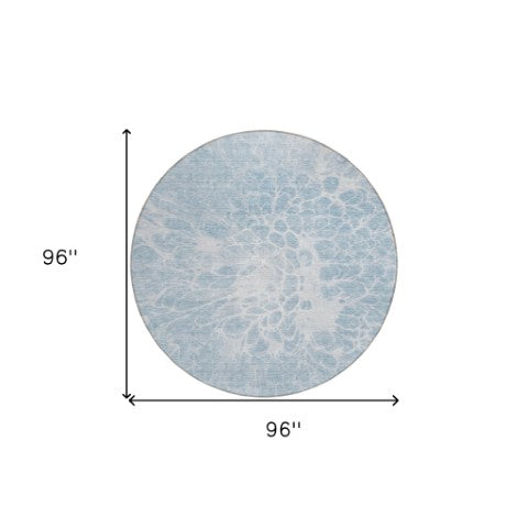 Homeroots 3' Stylish Abstract Lavender And Ivory Washable Area Rug For Indoor Or Outdoor Use, Durable Design 8' Round Polyester 580126