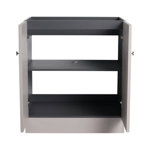 English Elm 30" Modern Freestanding Bathroom Vanity with Integrated Basin, Adjustable Shelf & 3 Metal Handles khaki W999P241054