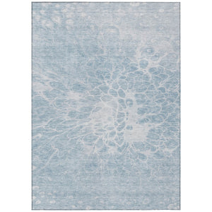 HomeRoots 9' Sky Blue and Denim Abstract Washable Area Rug for Indoor and Outdoor High-Traffic Spaces 9' X 12' 580128