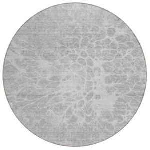 Homeroots 3' Stylish Abstract Lavender And Ivory Washable Area Rug For Indoor Or Outdoor Use, Durable Design 8' Round Polyester 580132