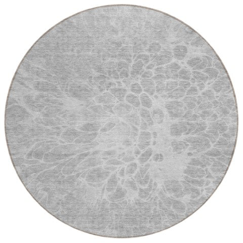 Homeroots 3' Stylish Abstract Lavender And Ivory Washable Area Rug For Indoor Or Outdoor Use, Durable Design 8' Round Polyester 580132