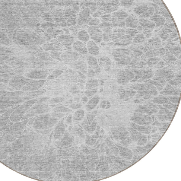 Homeroots 3' Stylish Abstract Lavender And Ivory Washable Area Rug For Indoor Or Outdoor Use, Durable Design 8' Round Polyester 580132