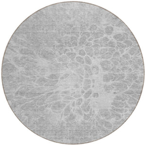 Homeroots 3' Stylish Abstract Lavender And Ivory Washable Area Rug For Indoor Or Outdoor Use, Durable Design 8' Round Polyester 580132