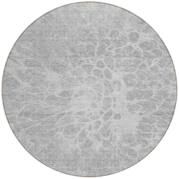 Homeroots 3' Stylish Abstract Lavender And Ivory Washable Area Rug For Indoor Or Outdoor Use, Durable Design 8' Round Polyester 580132