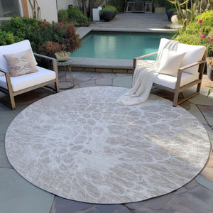 Homeroots 3' Stylish Abstract Lavender And Ivory Washable Area Rug For Indoor Or Outdoor Use, Durable Design 8' Round Polyester 580138