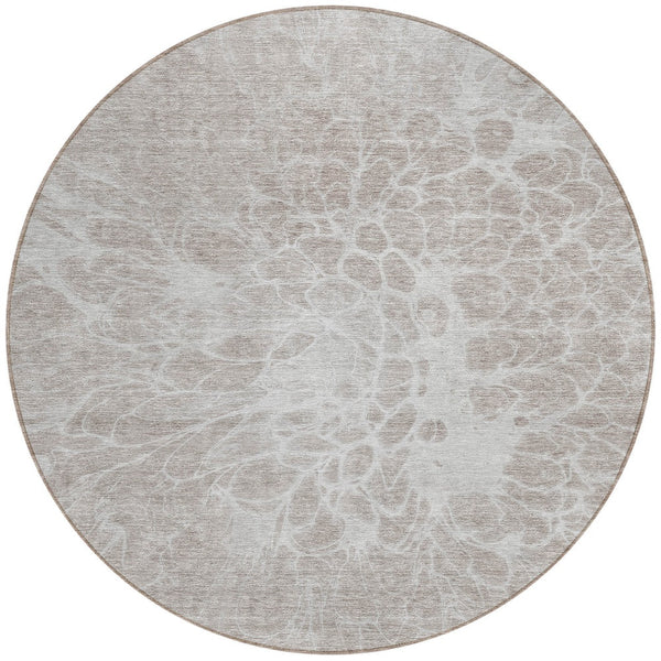 Homeroots 3' Stylish Abstract Lavender And Ivory Washable Area Rug For Indoor Or Outdoor Use, Durable Design 8' Round Polyester 580138
