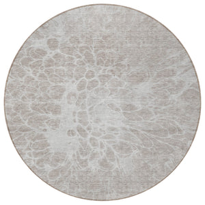Homeroots 3' Stylish Abstract Lavender And Ivory Washable Area Rug For Indoor Or Outdoor Use, Durable Design 8' Round Polyester 580138