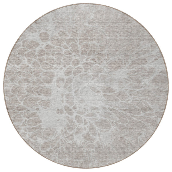 Homeroots 3' Stylish Abstract Lavender And Ivory Washable Area Rug For Indoor Or Outdoor Use, Durable Design 8' Round Polyester 580138