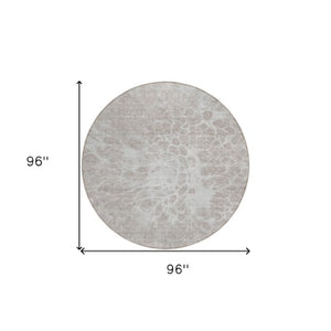 Homeroots 3' Stylish Abstract Lavender And Ivory Washable Area Rug For Indoor Or Outdoor Use, Durable Design 8' Round Polyester 580138