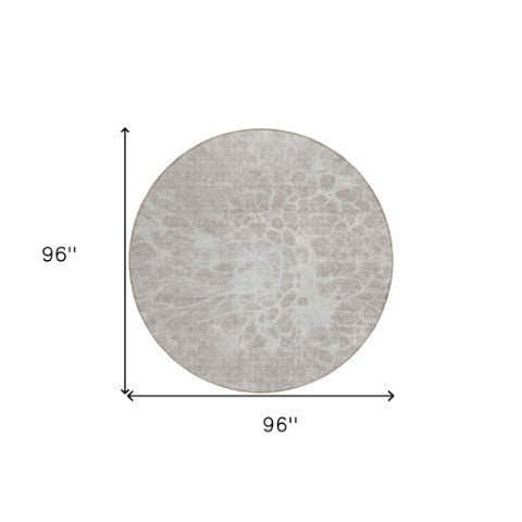 Homeroots 3' Stylish Abstract Lavender And Ivory Washable Area Rug For Indoor Or Outdoor Use, Durable Design 8' Round Polyester 580138