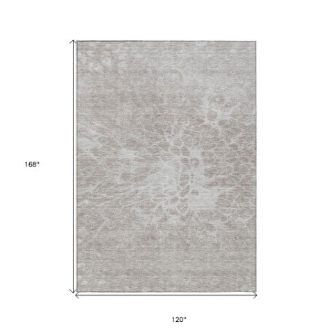 Homeroots 3' Stylish Abstract Lavender And Ivory Washable Area Rug For Indoor Or Outdoor Use, Durable Design 10' X 14' Polyester 580141