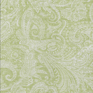 Homeroots 3' Stylish Green And Ivory Paisley Washable Area Rug For Indoor And Outdoor Spaces, Durable Design 3' X 5' Polyester 580142