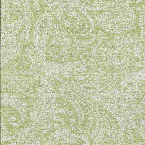 Homeroots 3' Stylish Green And Ivory Paisley Washable Area Rug For Indoor And Outdoor Spaces, Durable Design 3' X 5' Polyester 580142