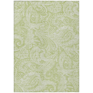 HomeRoots 5' Durable Green and Ivory Paisley Indoor Outdoor Area Rug - Stylish, Washable, and Versatile Design 5' X 8' 580143