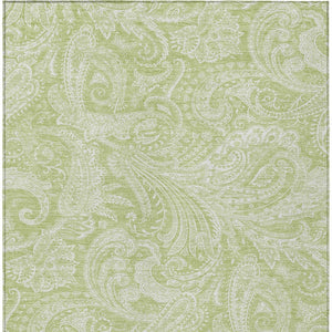 Homeroots 3' Stylish Green And Ivory Paisley Washable Area Rug For Indoor And Outdoor Spaces, Durable Design 5' X 8' Polyester 580143