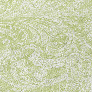 Homeroots 3' Stylish Green And Ivory Paisley Washable Area Rug For Indoor And Outdoor Spaces, Durable Design 8' Round Polyester 580144