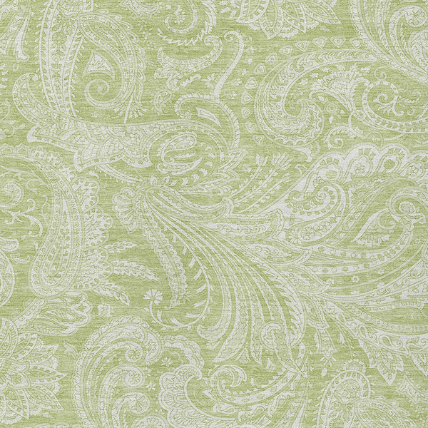 Homeroots 3' Stylish Green And Ivory Paisley Washable Area Rug For Indoor And Outdoor Spaces, Durable Design 8' X 10' Polyester 580145