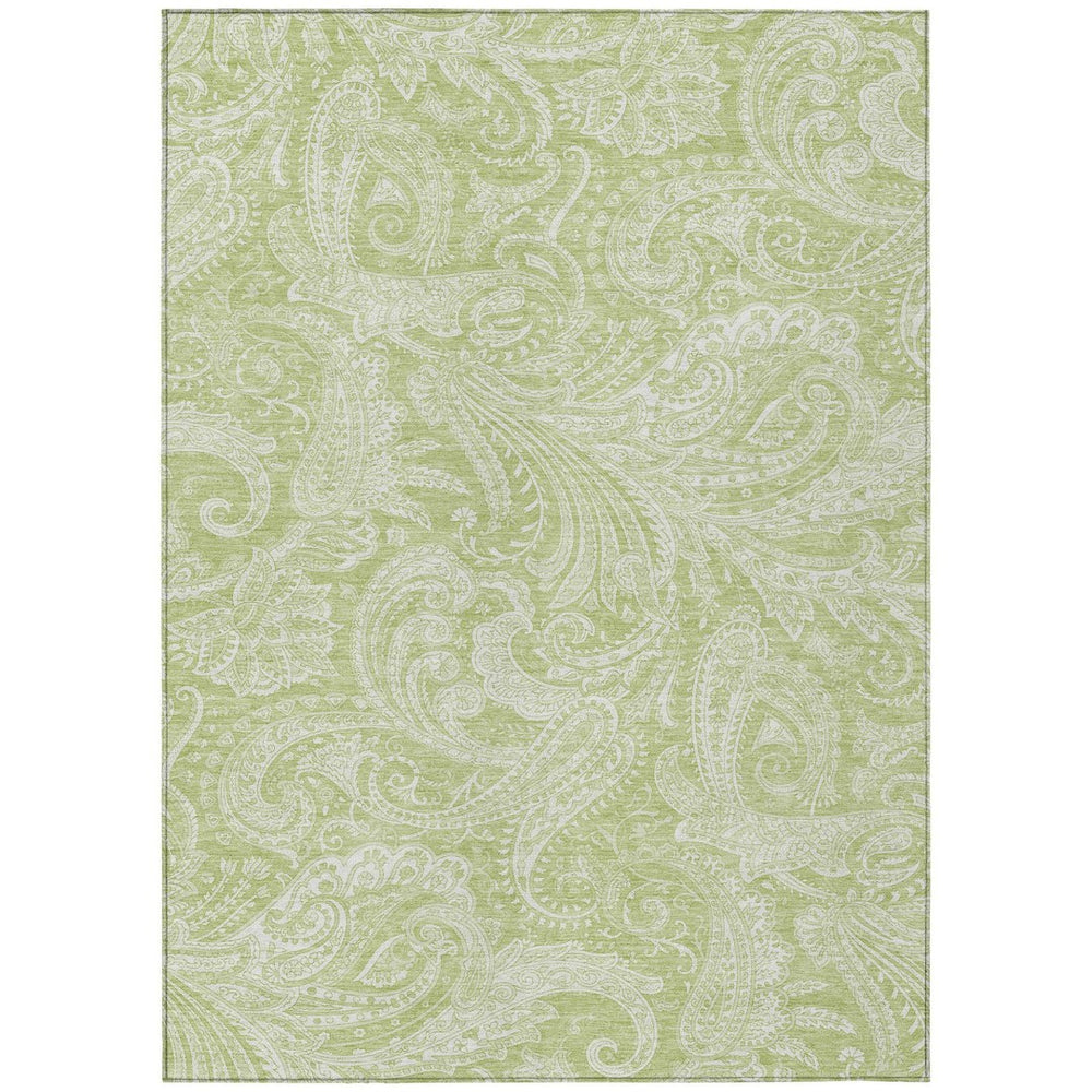 HomeRoots 5' Durable Green and Ivory Paisley Indoor Outdoor Area Rug - Stylish, Washable, and Versatile Design 10' X 14' 580147