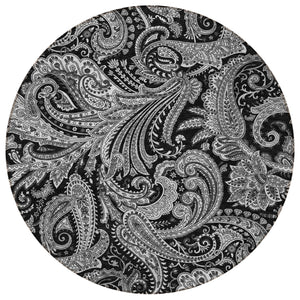 Homeroots 3' Stylish Green And Ivory Paisley Washable Area Rug For Indoor And Outdoor Spaces, Durable Design 8' Round Polyester 580150