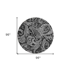 Homeroots 3' Stylish Green And Ivory Paisley Washable Area Rug For Indoor And Outdoor Spaces, Durable Design 8' Round Polyester 580150