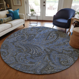 Homeroots 3' Stylish Green And Ivory Paisley Washable Area Rug For Indoor And Outdoor Spaces, Durable Design 8' Round Polyester 580156