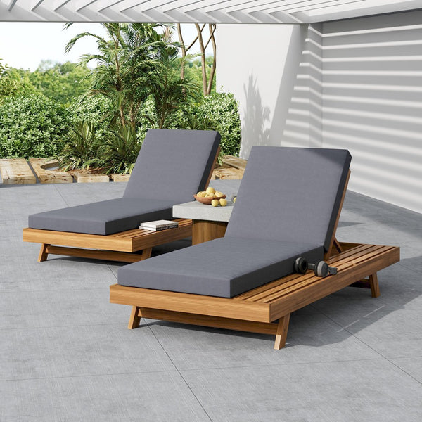 English Elm Christopher Knight Home® - Lounge Chaise Set - Durable Acacia Wood With Water-Resistant Cushions For Stylish Outdoor Comfort N770P253442T_65429.00CUSHDGRY