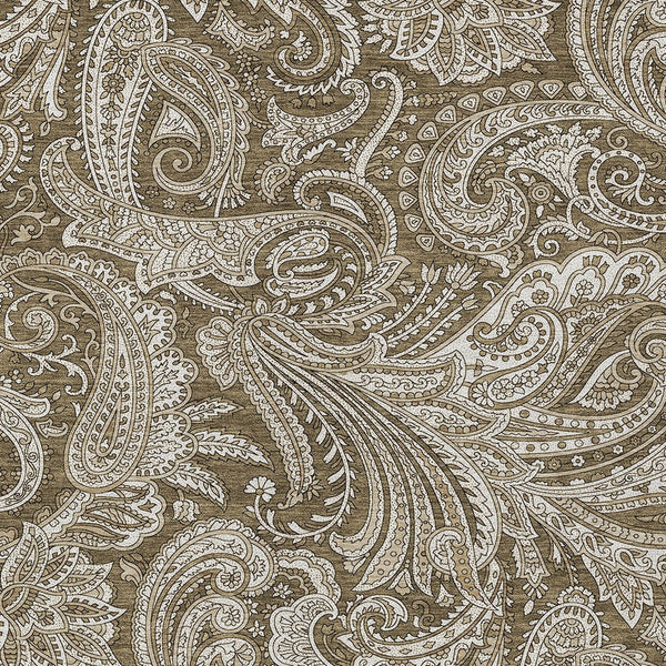 Homeroots 3' Stylish Green And Ivory Paisley Washable Area Rug For Indoor And Outdoor Spaces, Durable Design 5' X 8' Polyester 580161