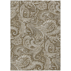 HomeRoots 9' Elegant Chocolate Beige and Ivory Paisley Area Rug - Stylish, Durable, Machine Washable Design for Any Space 9' X 12' 580164