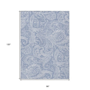 Homeroots 3' Stylish Green And Ivory Paisley Washable Area Rug For Indoor And Outdoor Spaces, Durable Design 8' X 10' Polyester 580169