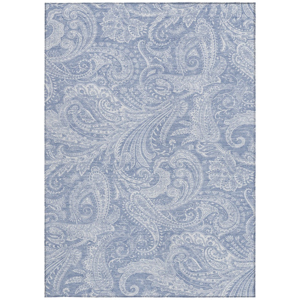 Homeroots 3' Stylish Green And Ivory Paisley Washable Area Rug For Indoor And Outdoor Spaces, Durable Design 9' X 12' Polyester 580170