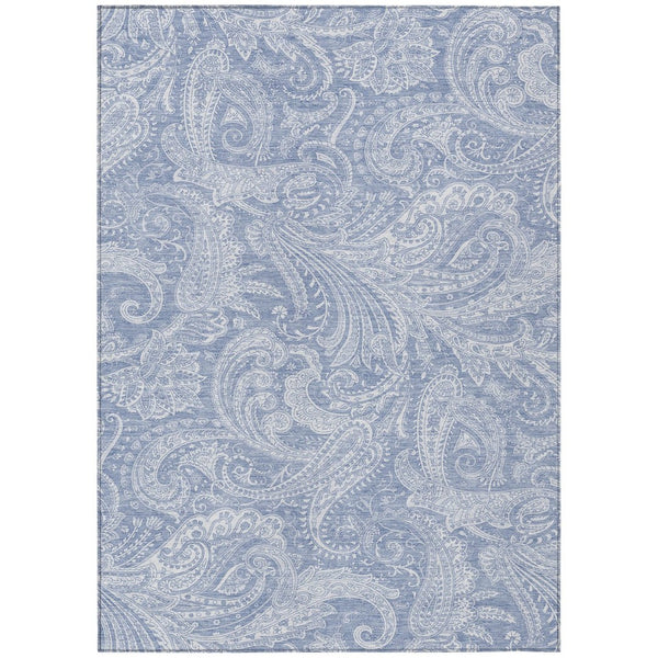 HomeRoots 9' Durable Denim and Sky Blue Paisley Area Rug - Stylish Indoor/Outdoor Design for Any Space 9' X 12' 580170