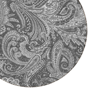 Homeroots 3' Stylish Green And Ivory Paisley Washable Area Rug For Indoor And Outdoor Spaces, Durable Design 8' Round Polyester 580174