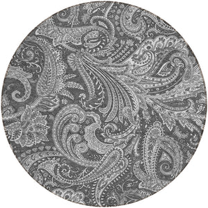 Homeroots 3' Stylish Green And Ivory Paisley Washable Area Rug For Indoor And Outdoor Spaces, Durable Design 8' Round Polyester 580174