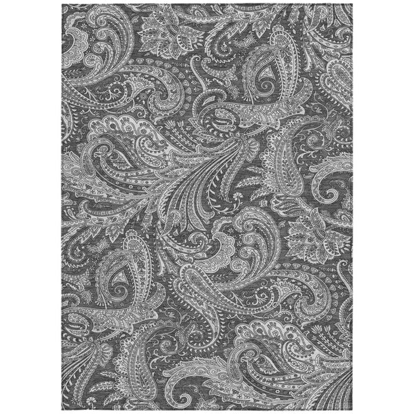 Homeroots 3' Stylish Green And Ivory Paisley Washable Area Rug For Indoor And Outdoor Spaces, Durable Design 10' X 14' Polyester 580177