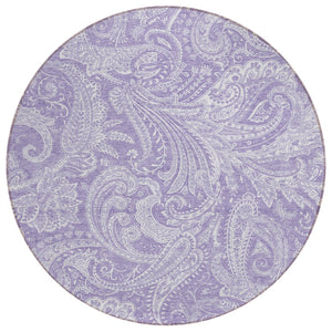 HomeRoots 5' Elegant Lavender Purple and Ivory Paisley Area Rug - Durable, Washable, Perfect for Indoors & Outdoors 8' Round 580180