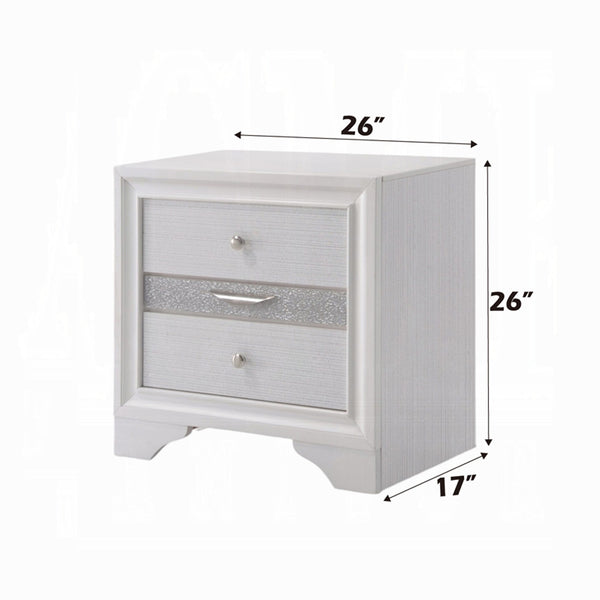 English Elm 2 Drawers Nightstand With Jewelry Compartment - Elegant White Storage For Modern Bedrooms & Décor B016P253285
