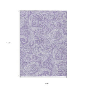 Homeroots 3' Stylish Green And Ivory Paisley Washable Area Rug For Indoor And Outdoor Spaces, Durable Design 9' X 12' Polyester 580182