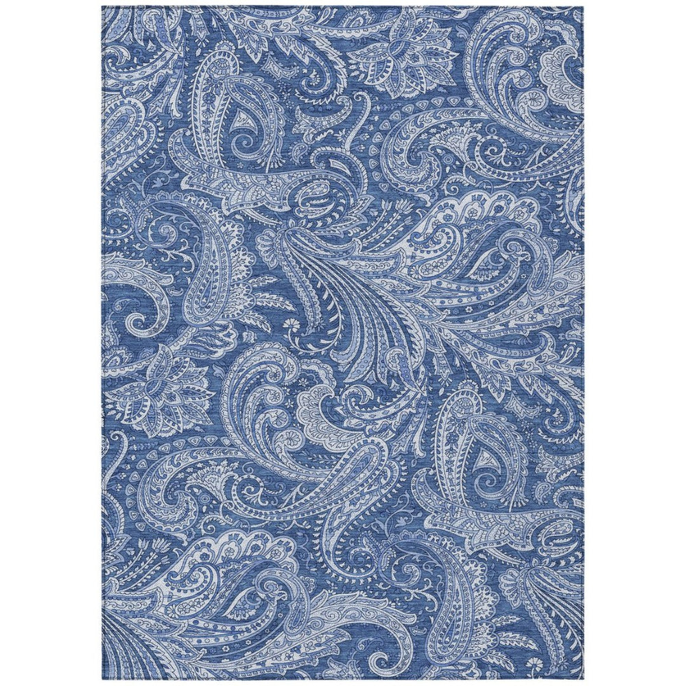 HomeRoots 9' Navy Blue and Denim Paisley Indoor Outdoor Area Rug - Durable, Washable, Stylish Home Decor Solution 9' X 12' 580188