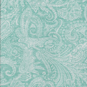 Homeroots 3' Stylish Green And Ivory Paisley Washable Area Rug For Indoor And Outdoor Spaces, Durable Design 3' X 5' Polyester 580190