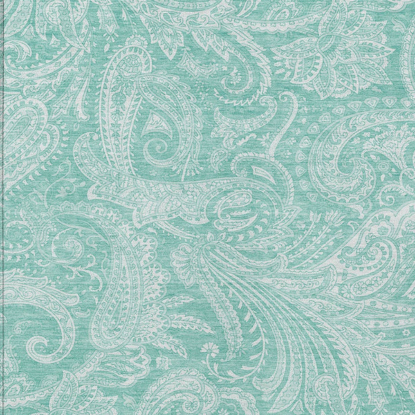Homeroots 3' Stylish Green And Ivory Paisley Washable Area Rug For Indoor And Outdoor Spaces, Durable Design 3' X 5' Polyester 580190