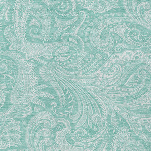 Homeroots 3' Stylish Green And Ivory Paisley Washable Area Rug For Indoor And Outdoor Spaces, Durable Design 9' X 12' Polyester 580194