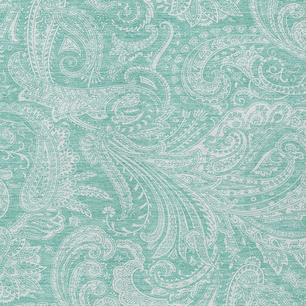 Homeroots 3' Stylish Green And Ivory Paisley Washable Area Rug For Indoor And Outdoor Spaces, Durable Design 9' X 12' Polyester 580194
